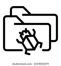 Folder bug icon outline vector. Safety privacy. Login protect