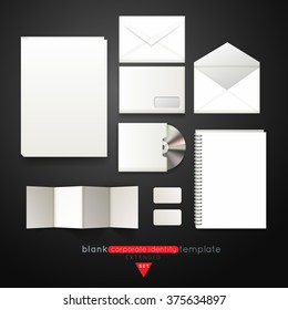 Folder, business card, compact disk, envelope, notebook and a brochure mockup template set  for your branding and identity design. Vector Illustration EPS10