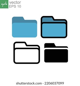 Folder Button For Organizing Document Or File Storage In Computer. Save File In Stationary Object For Website Design. Blue Folder Icon. Vector Illustration. Design On White Background. EPS 10