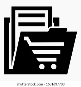 Ordner- und Warenkorb-Symbol. Korb. E-Commerce. Anleitung des Käufers. Das Vektorillustration-Icon für kommerzielle Linien für Webseiten und mobiles minimalistisches Flachdesign.