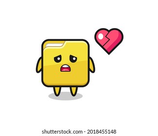 folder cartoon illustration is broken heart , cute style design for t shirt, sticker, logo element