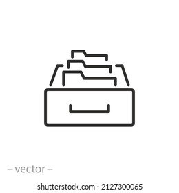 folder case archive icon, document database organization, digital document, thin line symbol, editable stroke vector illustration