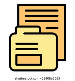Folder case icon outline vector. Study research. Learn data color flat