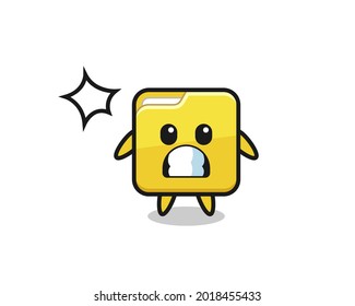 folder character cartoon with shocked gesture , cute style design for t shirt, sticker, logo element