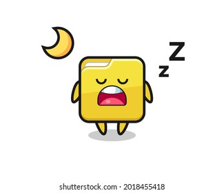 ilustración de caracter de carpeta durmiendo por la noche, diseño de estilo lindo para camiseta, pegatina, elemento de logotipo