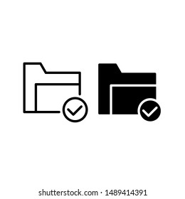 Folder check icon. With outline and glyph style
