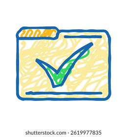 folder check mark doodle icon sketch vector. folder check mark sign. isolated symbol illustration