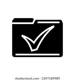 folder check mark glyph icon vector. folder check mark sign. isolated symbol illustration