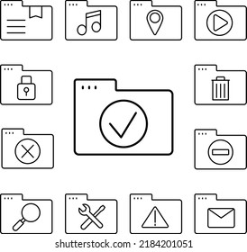 Folder Check Mark Icon In A Collection With Other Items