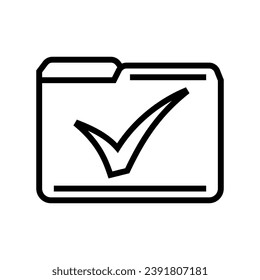 folder check mark line icon vector. folder check mark sign. isolated contour symbol black illustration