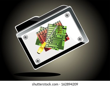 folder and chip illustration design