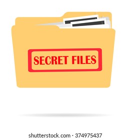 A folder with classified files on a white background