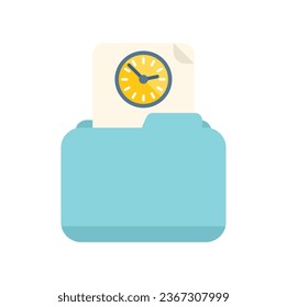 Folder clock icon flat vector. Work control. School team isolated