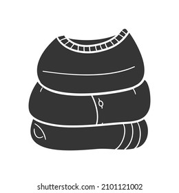Folder Clothes Icon Silhouette Illustration. Organizer Method Vector Graphic Pictogram Symbol Clip Art. Doodle Sketch Black Sign.