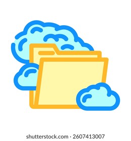 folder cloud hybrid work color icon vector. folder cloud hybrid work sign. isolated symbol illustration