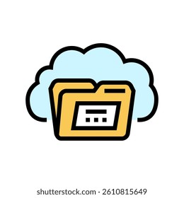 folder cloud hybrid work color icon vector. folder cloud hybrid work sign. isolated symbol illustration