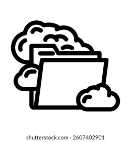 folder cloud hybrid work line icon vector. folder cloud hybrid work sign. isolated contour symbol black illustration