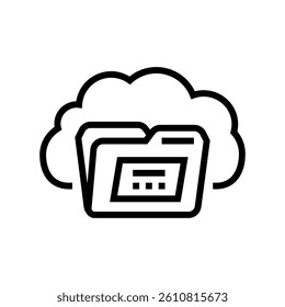 folder cloud hybrid work line icon vector. folder cloud hybrid work sign. isolated contour symbol black illustration