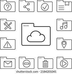Folder cloud icon in a collection with other items