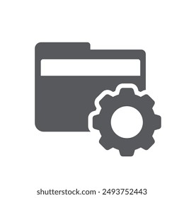 Folder with cogwheel icon isolated flat style vector illustration on white background