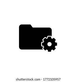 Folder with cogwheel icon. Project management symbol concept isolated on white background. Vector illustration