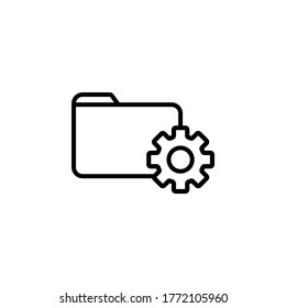 Icono de configuración de carpetas. Concepto de símbolo de administración de proyectos aislado en fondo blanco. Ilustración del vector