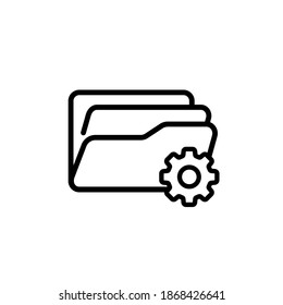 Folder with cogwheel icon. Project management concept. Data management, project goals, task sign with settings sign. Vector EPS 10. Isolated on transparent background