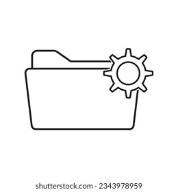 Folder with cogwheel icon. Project management symbol. Vector illustration. Eps 10.