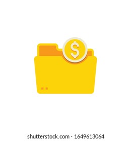 Folder with coin, money, document filled outline icon. vector illustration. Editable stroke. Outline icons suitable for web, infographics, interface and apps.