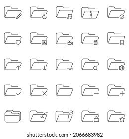 Folder Collection Pack, Simple Isolated Stroke Folders 