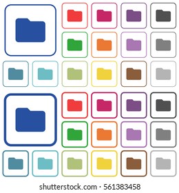 Folder color flat icons in rounded square frames. Thin and thick versions included.