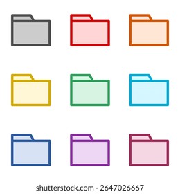 Folder color icon isolated on white background. Set icons colorful