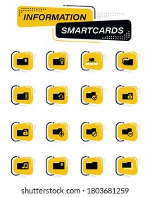 Folder color vector icons on information smart cards for user interface design