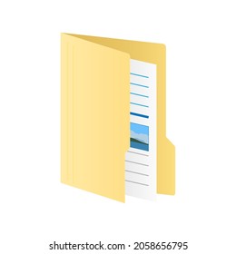 Folder with computer file icon isolated on white background