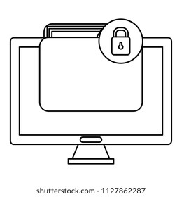 folder with computer and padlock