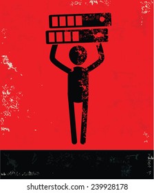 Folder concept,human resource on red background,grunge vector