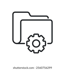 Folder configuration thin line icons. Perfect pixel on transparent background