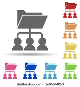Folder, connection, worker, data-driven hr in multi color style icon. Simple glyph, flat vector of business icons for ui and ux, website or mobile application