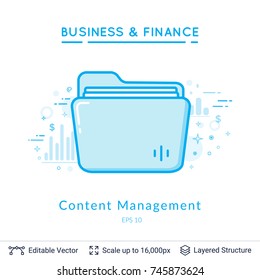 Folder content management symbol on white. Simple design for business financial topic. Vector template easy to edit.