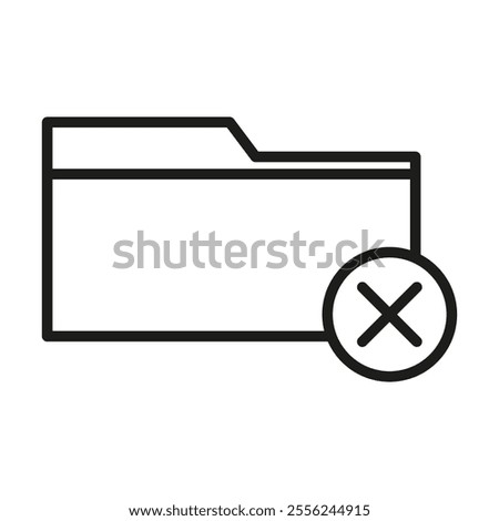 Folder with cross icon. Closed folder symbol. Minimalist error or delete sign. Vector illustration.