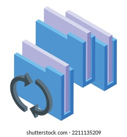 Folder data icon isometric vector. File document. Pc computer