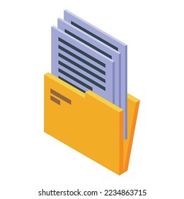 Folder data icon isometric vector. Study case. Learning lesson