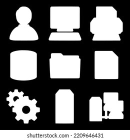 Folder Data Network Diagram Computer Database Document Server Software Directory User Printer File System Vector