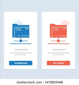 Folder, Data, Server, Storage  Blue and Red Download and Buy Now web Widget Card Template. Vector Icon Template background