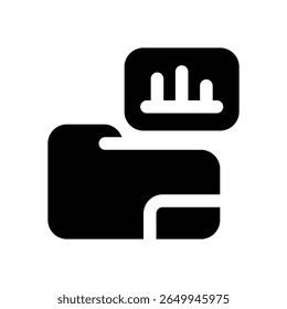 ícone de glifo do banco de dados de pastas. Ícone vetorial forte e sólido para sites, interfaces móveis, apresentações e marca visual. Alta qualidade e fácil de editar.
