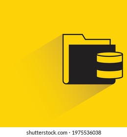folder and database shadow on yellow background