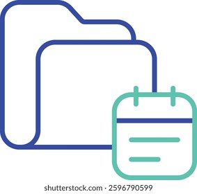 Folder date outline dual color vector illustration icon design