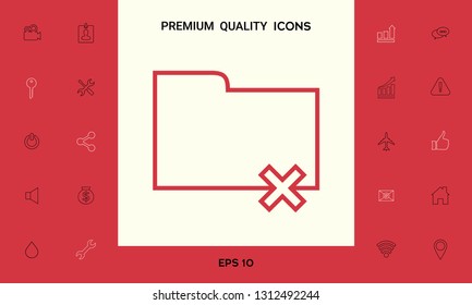 Folder delete or remove - line icon