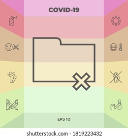 Folder delete or remove - line icon