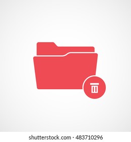 Folder Delete Remove Red Flat Icon On White Background